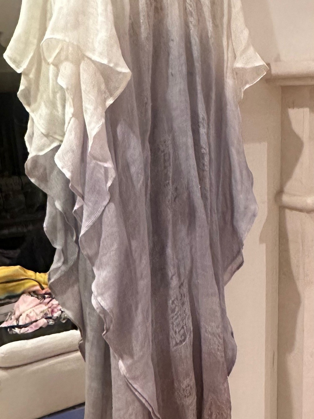 Florabella Sheer Embroidered linen Ivory Caftan